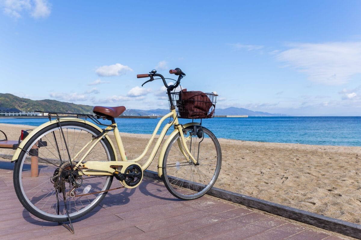 Bike at lake tahoe beach